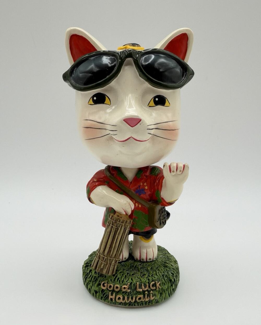 Good Luck Hawaii Shaka Kitty Cat Dashboard Bobblehead Nodder 5.25â